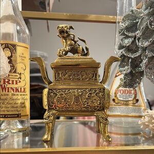 Solid brass Foo Dog (male) Decorative Incense Burner